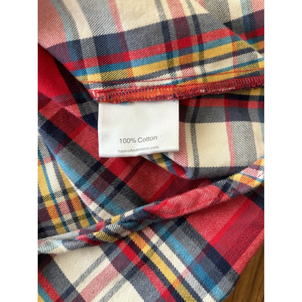 Hanna Andersson Girls Red Plaid Dress Size 150 US 12 Long Sleeve Christmas Denim - Picture 6 of 6